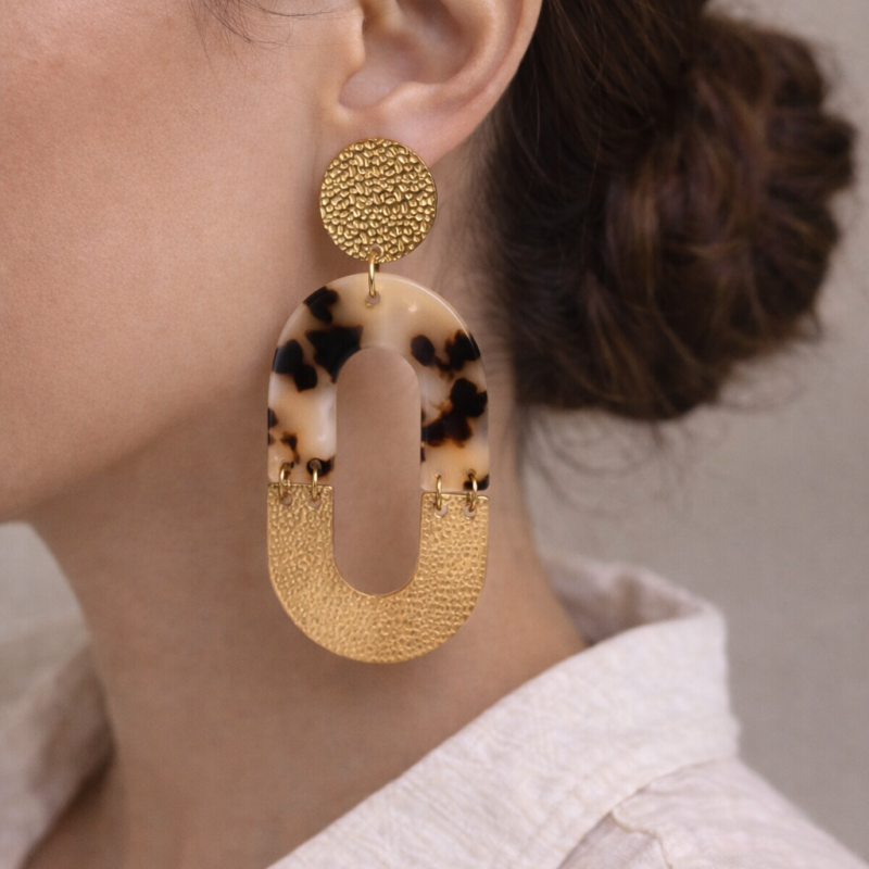 Boucles d'oreilles Léopard et doré - MELBY