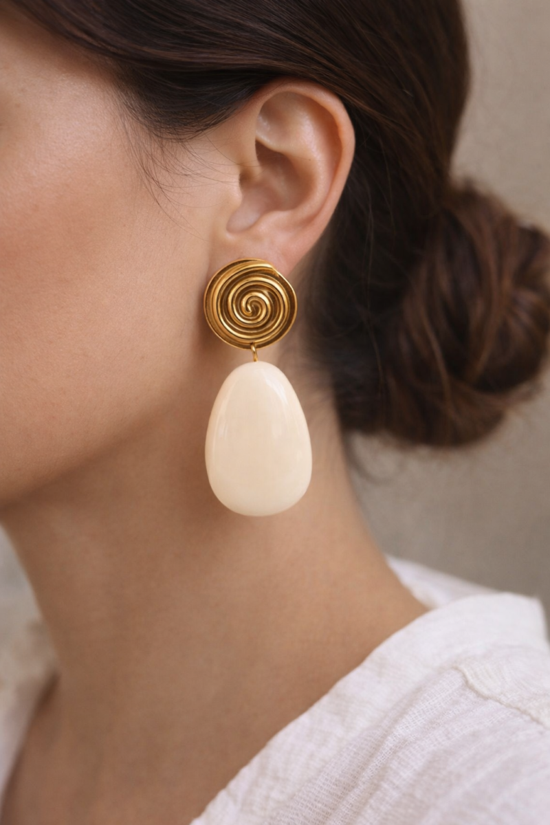 Boucles d'oreilles blanches spirale - MELBY