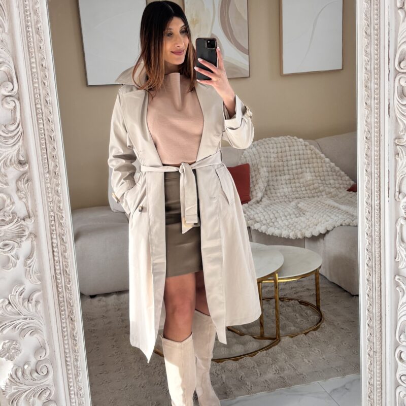 Long trench beige élégant