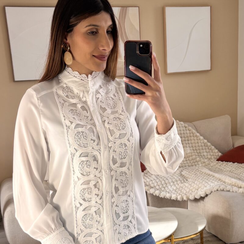 Chemise Rosalie blanche avec dentelle