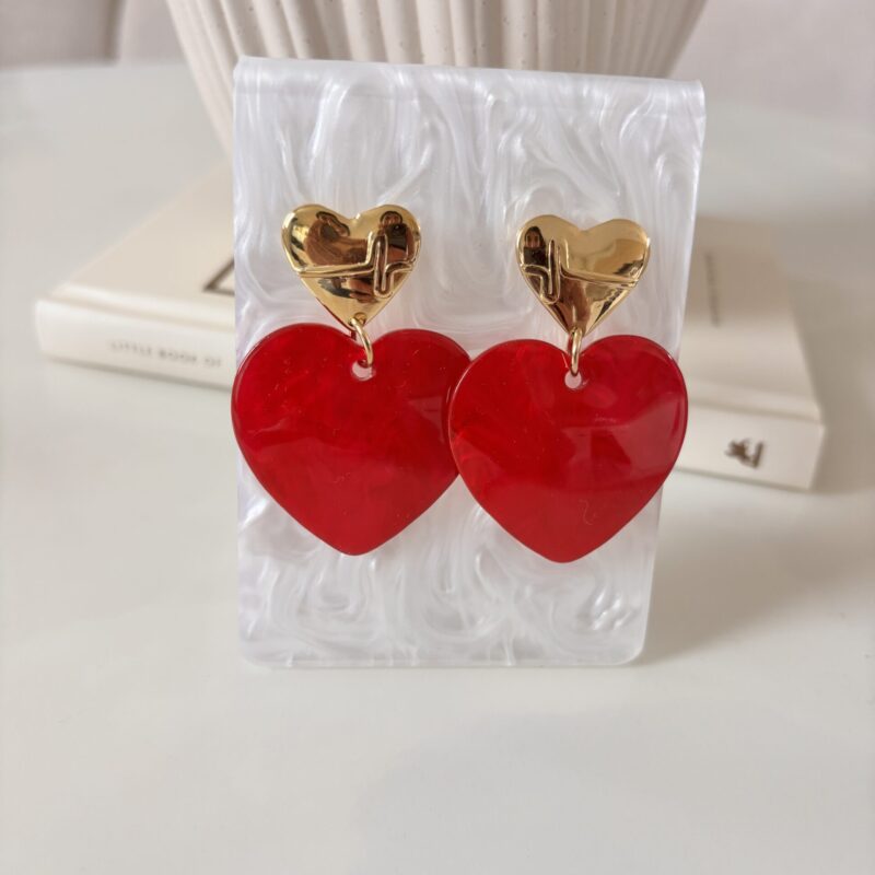 IMG_5422 Boucles d'oreilles coeur rouge et dorés - MELBY