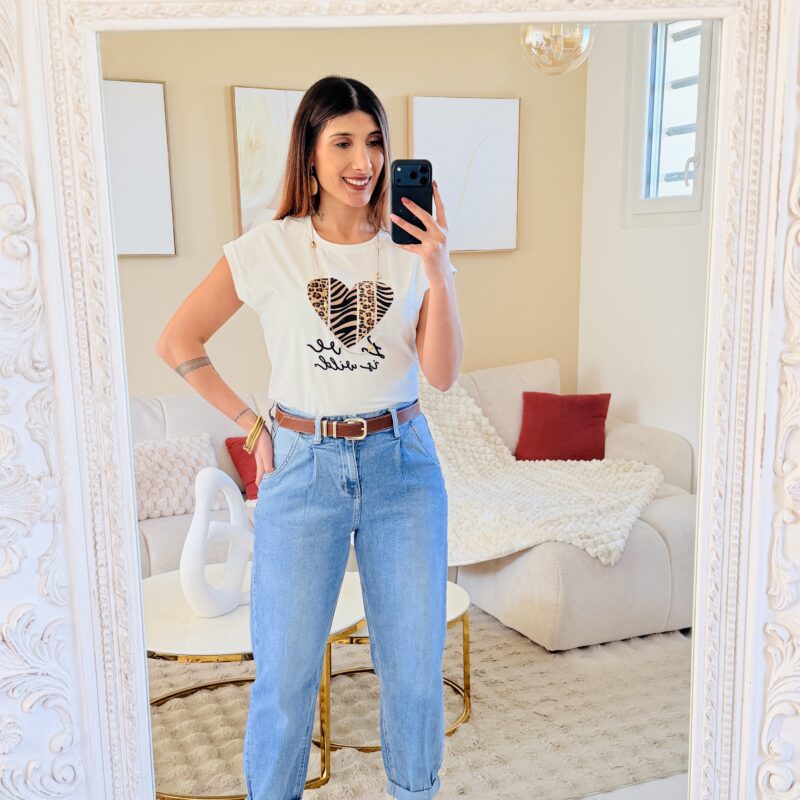 MELBY - Jean tendance ballon bleu clair retroussé