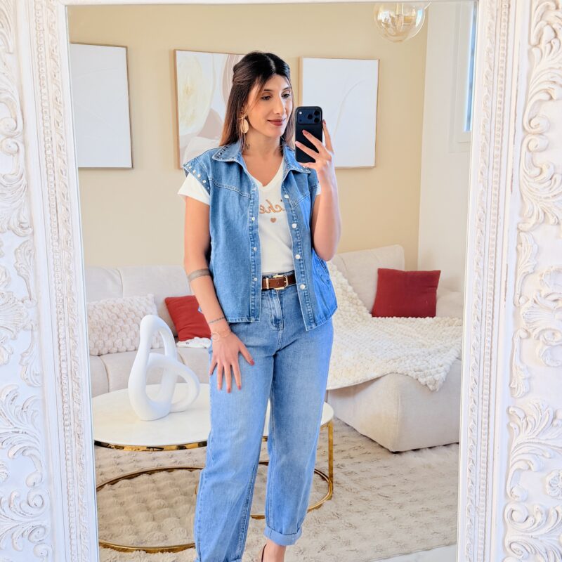 MELBY - veste en jean clouté sans manche