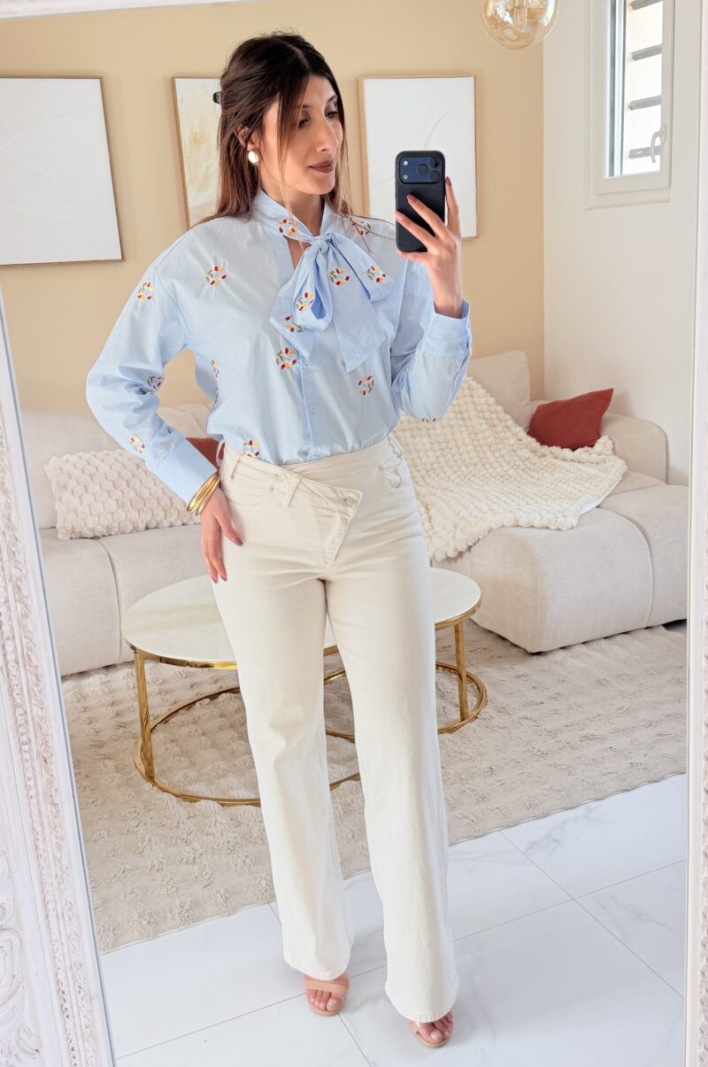 MELBY - Jean WIDE LEG crème