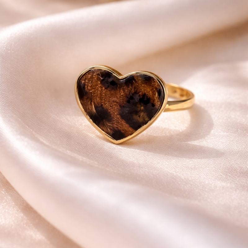 MELBY - Bague en coeur motif léopard en acier inoxydable