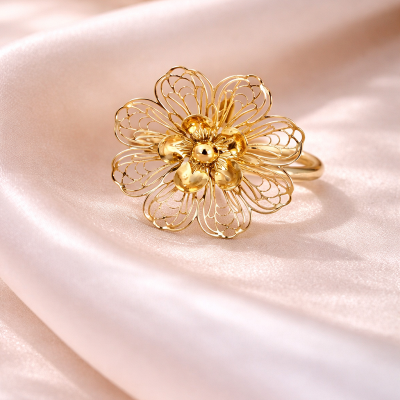 MELBY - Bague en forme de fleur lumineuse en acier inoxydable