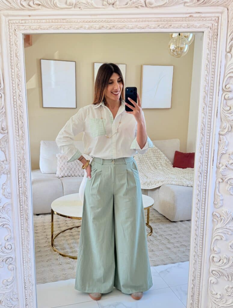 MELBY - Joli pantalon fluide vert sauge