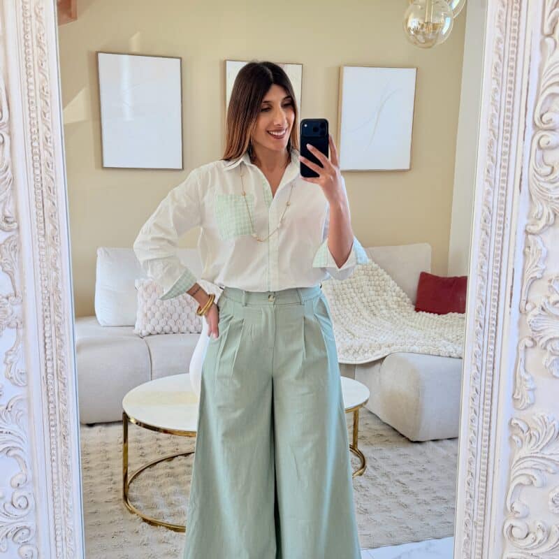 MELBY - Joli pantalon fluide vert sauge