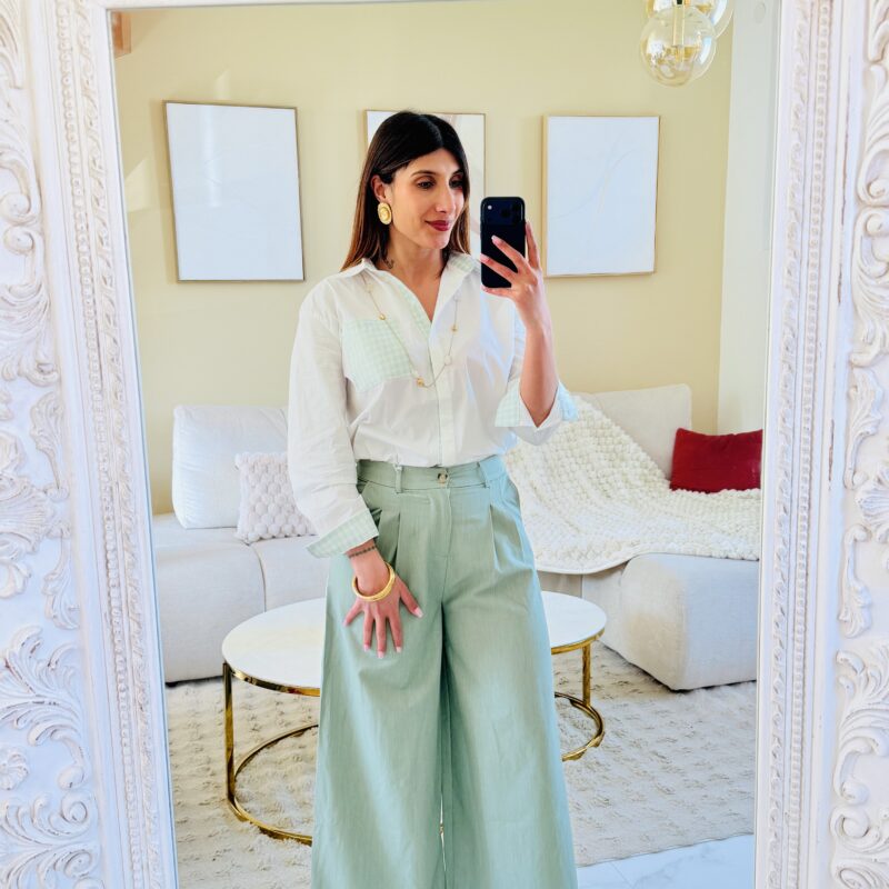 MELBY - Jolie chemise en coton poches et détails manches vert