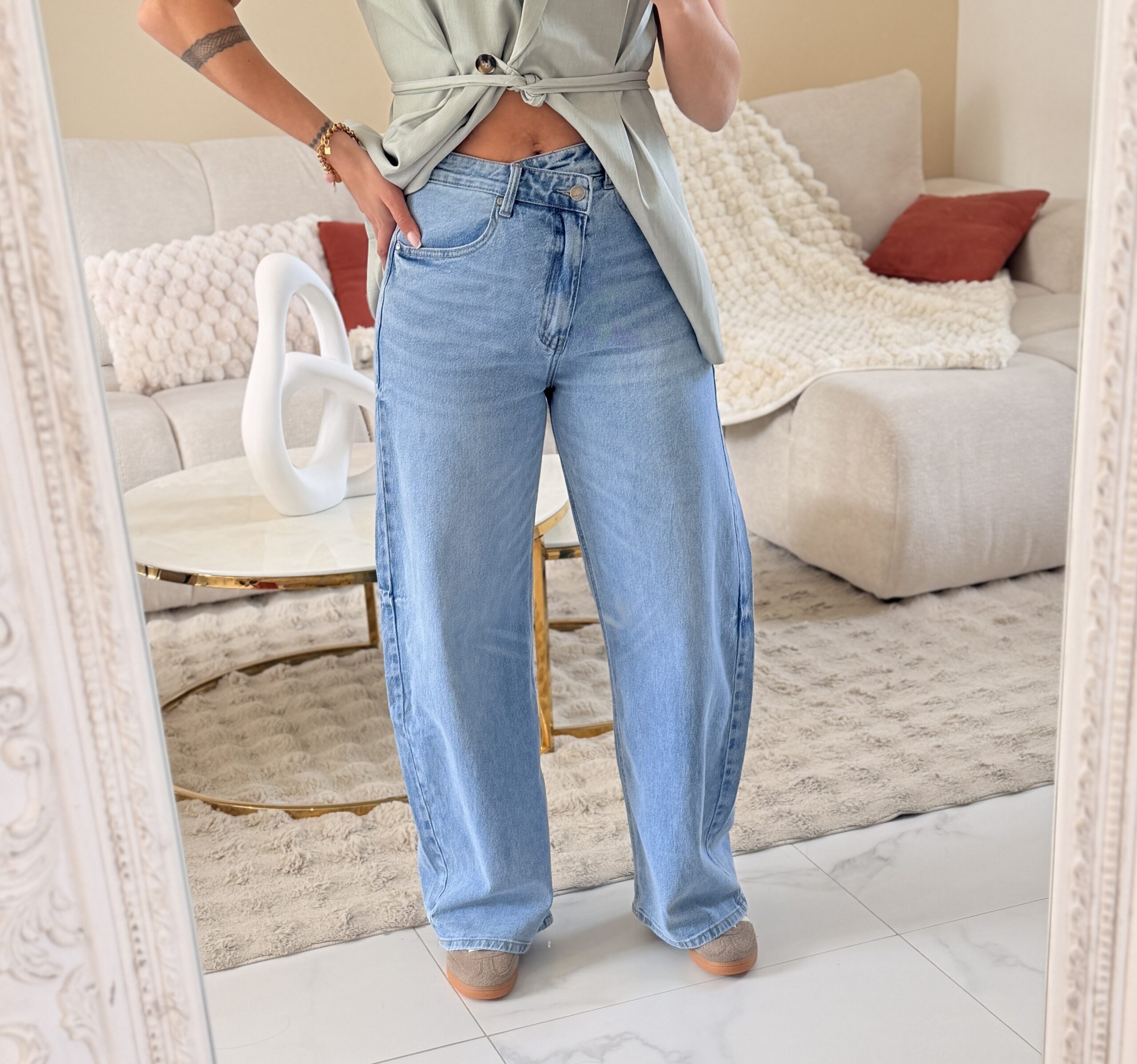 Sublime Jean ballon bleu clair long et élégant – Image 3