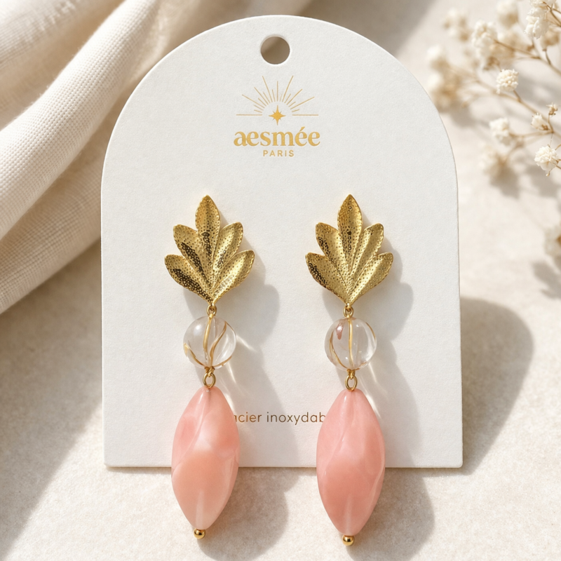 MELBY - Boucles d'oreilles femmes pendantes et dorées