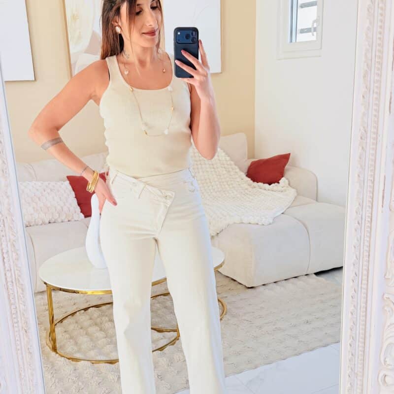 MELBY - Débardeur pailleté beige