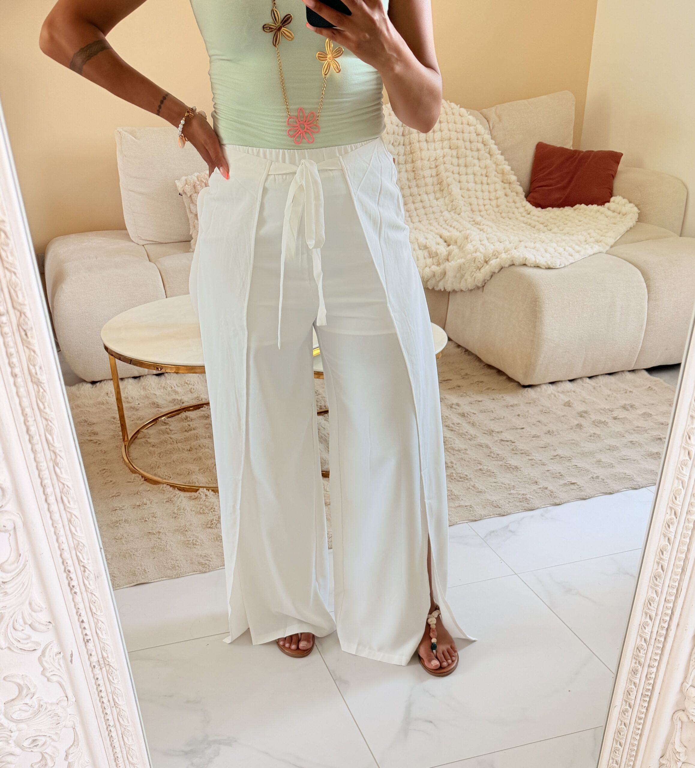 MELBY - Pantalon fluide blanc