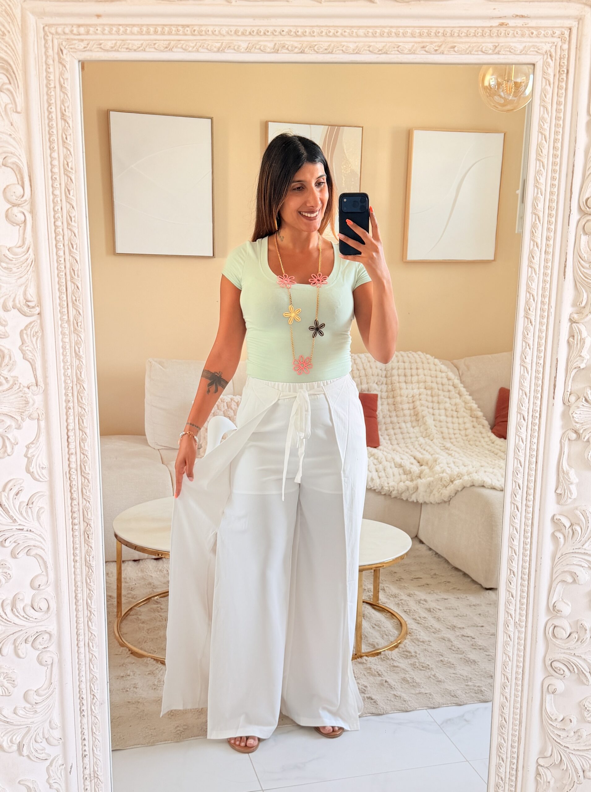 MELBY - Pantalon fluide et fendue
