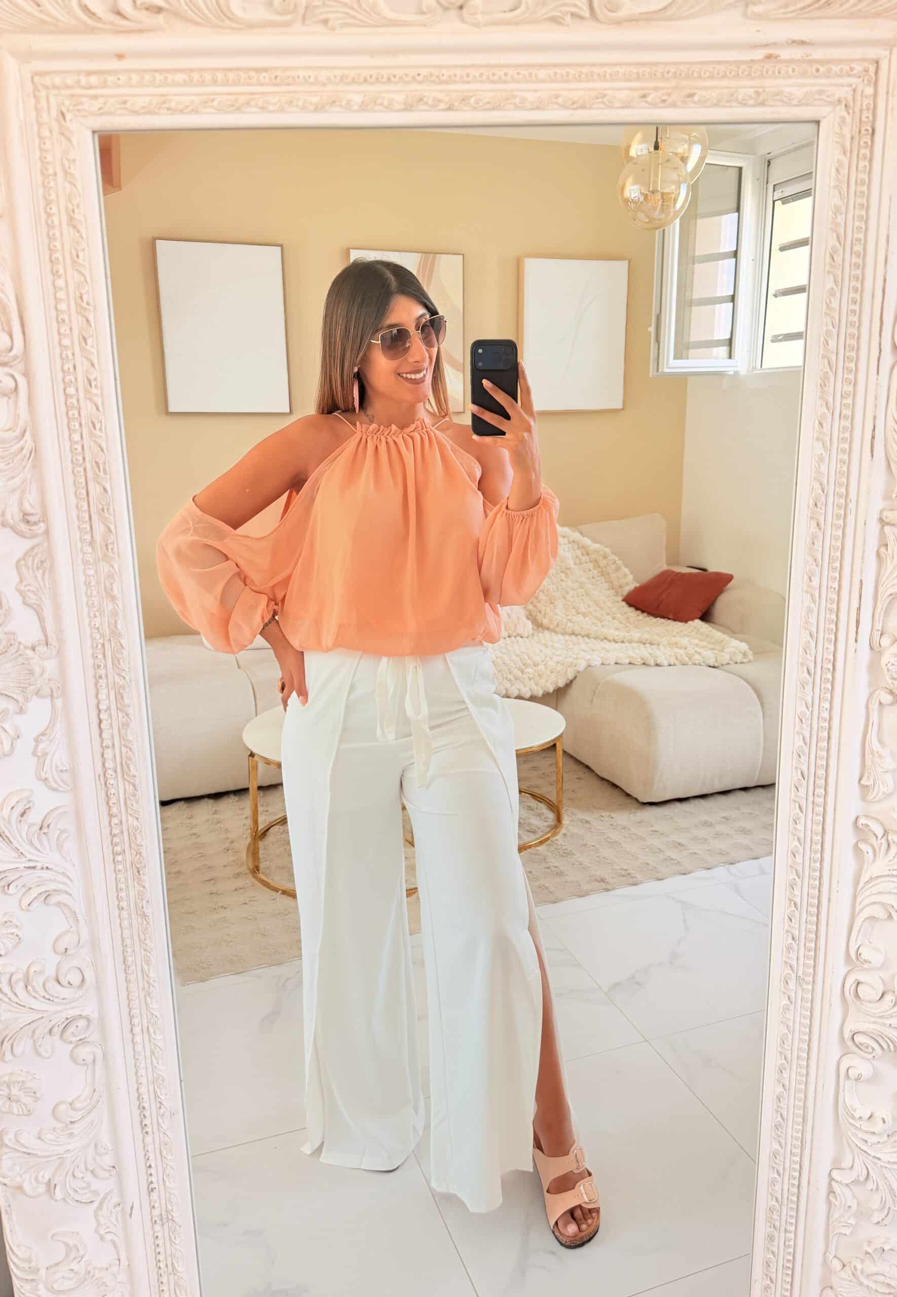Blouse éclat Pêche Palma fluide – Image 4