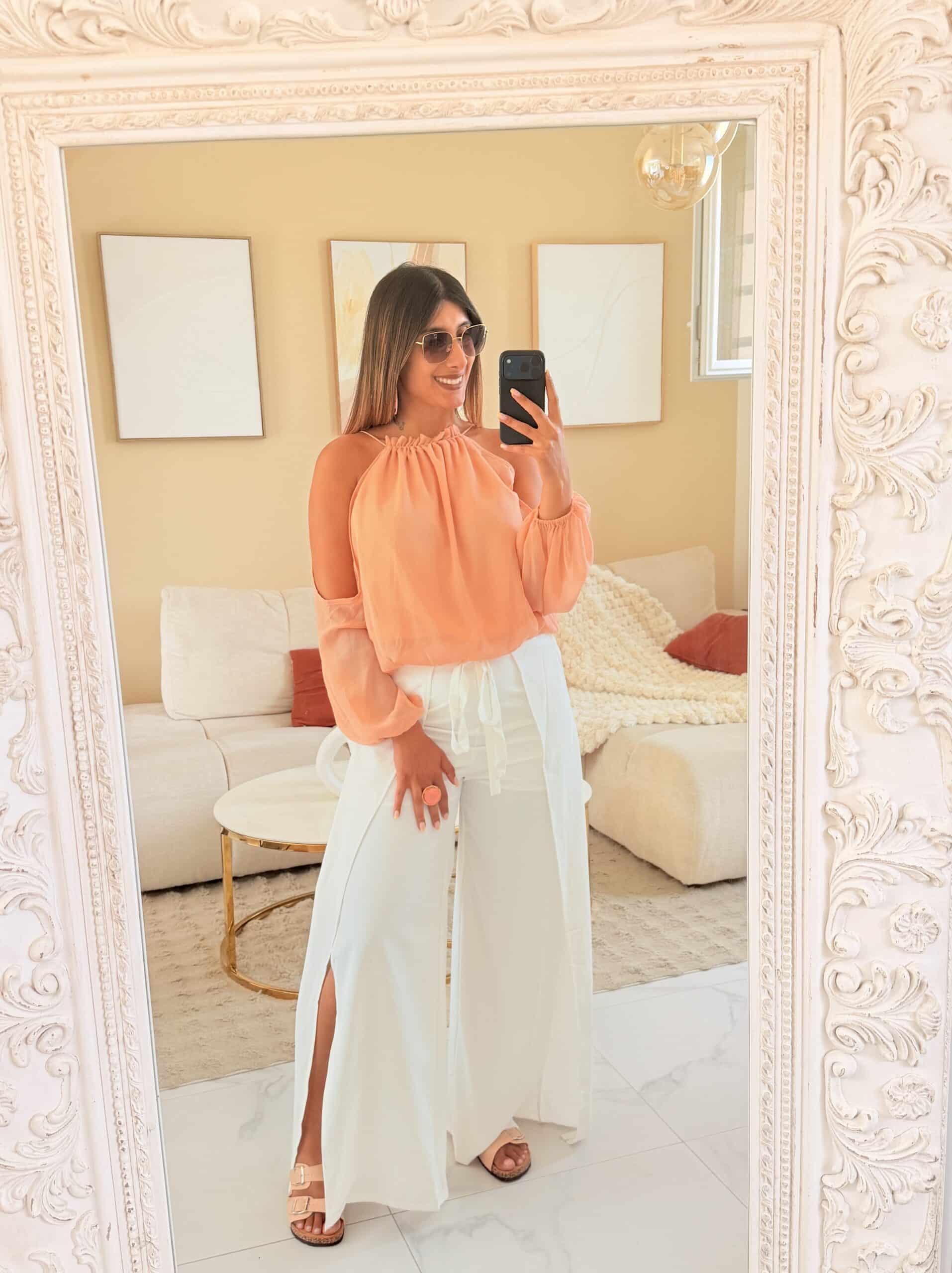 Blouse éclat Pêche Palma fluide – Image 3