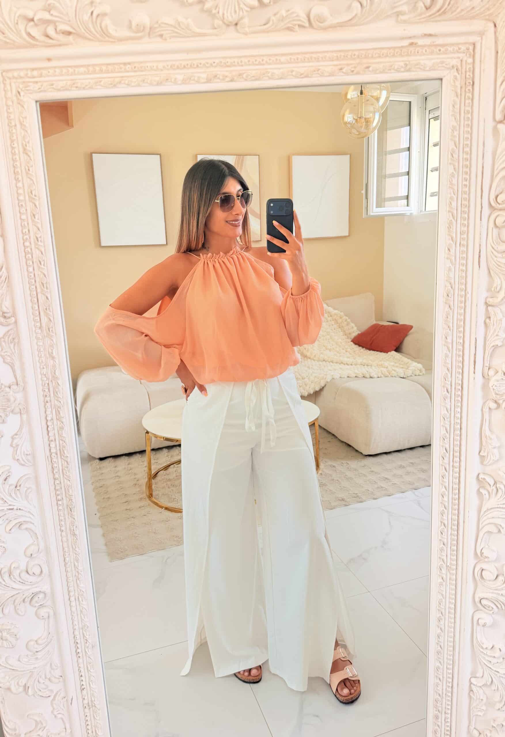 Blouse éclat Pêche Palma fluide – Image 2