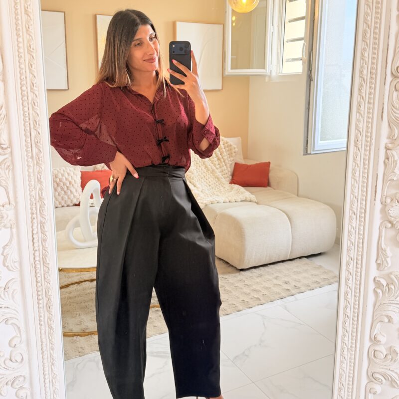 Blouse bordeaux noeud velours - MELBY