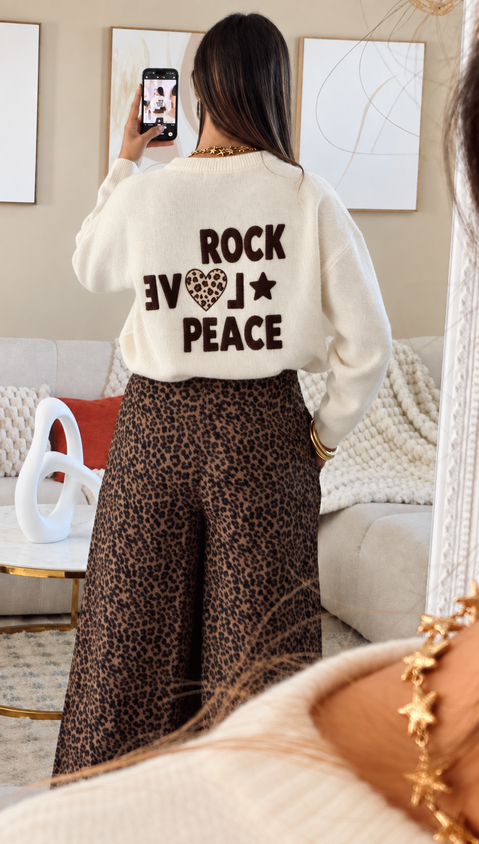 Pull Romy – Écru & léopard – Image 2